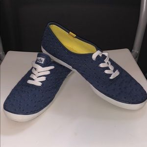 Navy blue eyelet Keds size 9